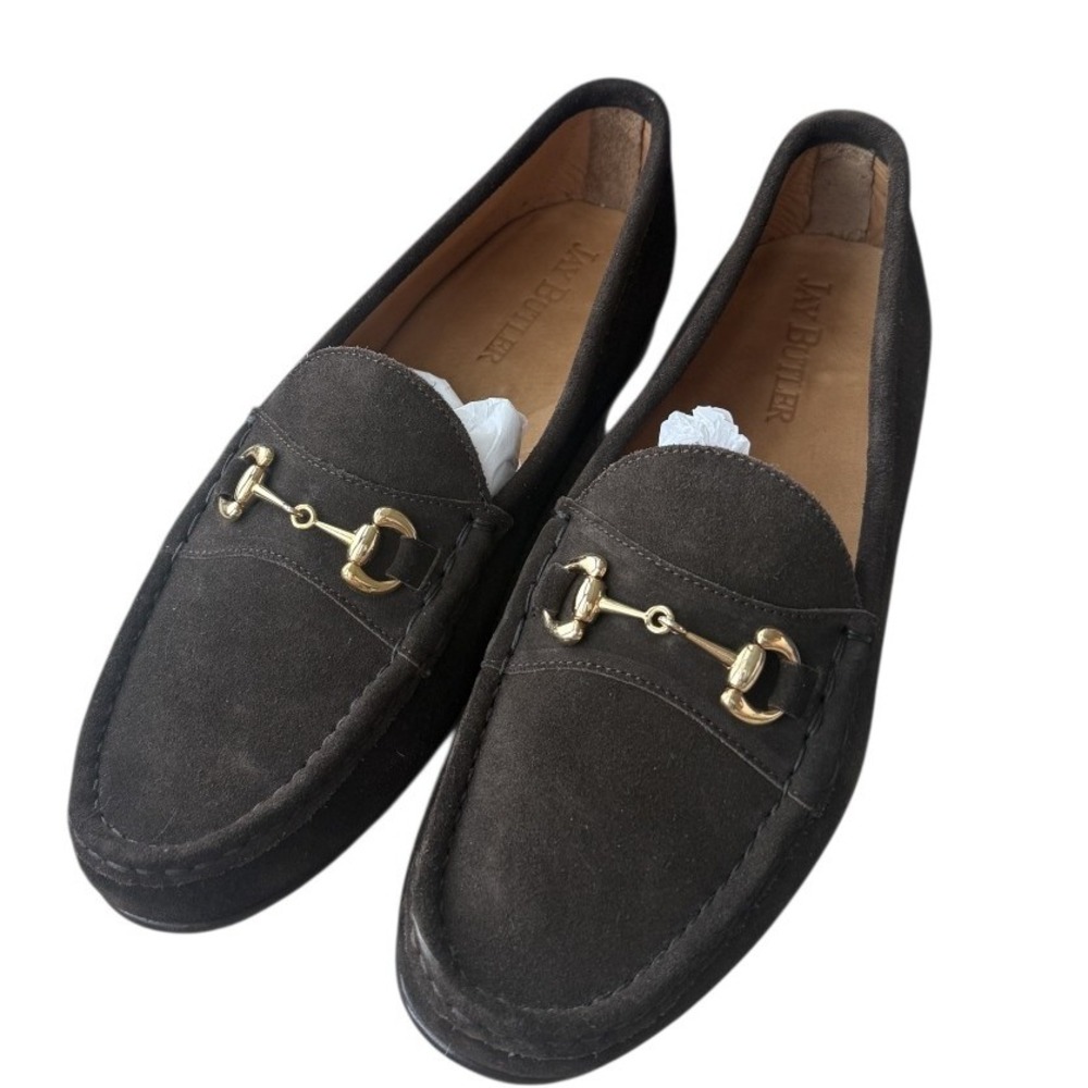 Jay Butler Suede Driving Loafers Mens 14  Dark Brown Suede Horsebit Gold Tone‎
